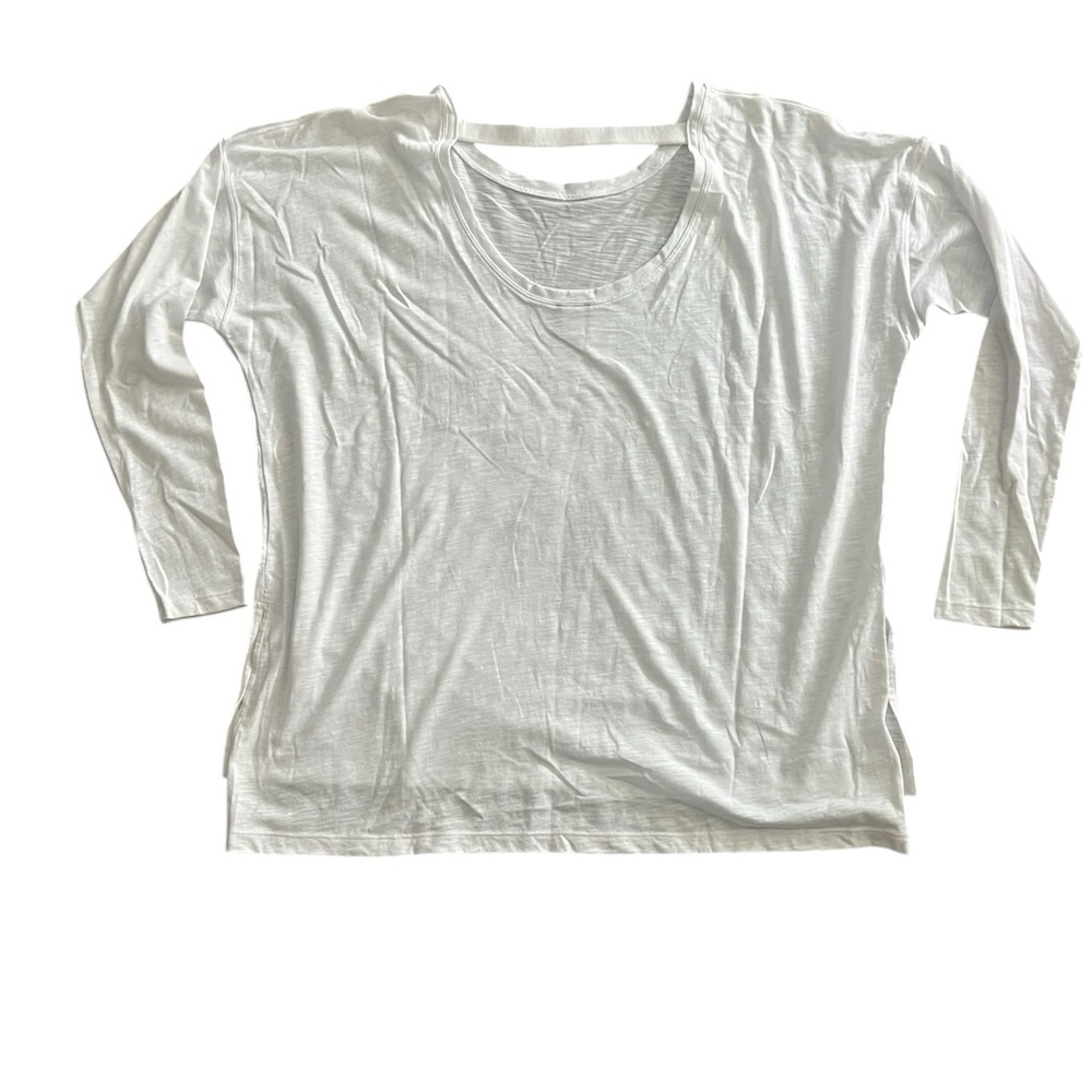 NWT Felina Velvety Soft Slub Long Sleeve Tee White Medium - Picture 3 of 5